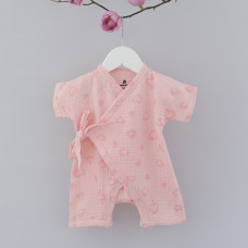 Мусліновий пісочник -кімоно Рожевий з малюнком 56 (0-3міс)