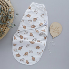 Коконпелюшка на липучці Ведмедики Коричневий (Інтерлок) 62 (3-6міс)