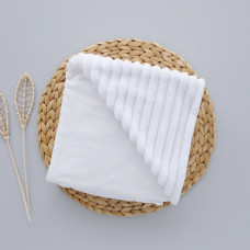 Плед плюш, без утеплення Сердечка Білі на Білому /Білий плюш 100/80