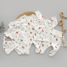 Набір 5в1: Чоловічок, льоля, повзунки, боді короткий рукав та шапочка Бембі (Рубчик) 56 (0-3міс)