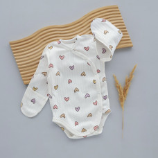 Боді довгий рукав Сердечка Фіолетовий (Рубчик) 56 (0-1міс)