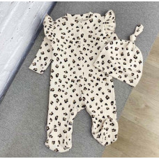 Чоловічок Метелик та шапочка Леопардовий (Рубчик) 62 (1-3міс)