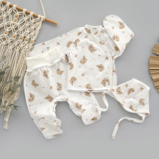 Набір 3в1: Льоля, повзунки та шапочка Коала Рожевий (Футер - з начосом) 56 (0-1міс)