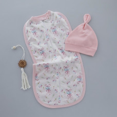 Коконпелюшка на змійці з шапочкою Макарун Рожевий (Футер - з начосом) 62 (0-3міс)