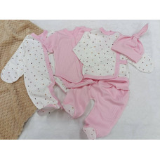 Набір 5в1 Сердечка дрібні Рожевий Вузлик (Рубчик) 56 (0-3міс)