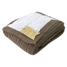 Плед в’язаний (100% cotton pampuk) з утеплювачем Капучино Полоска 90/80