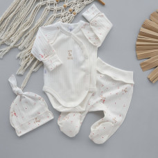 Набір 3в1: Боді-розпашонка, повзунки та шапочка Сердечка Рожевий (Рубчик) 62 (3-6міс)