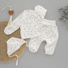 Набір 3в1: Льоля, повзунки та шапочка Сердечка дрібні Фіолетовий (Футер - з начосом) 62 (1-3міс)