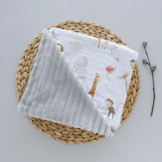 Плед плюш, без утеплення Жирафіки /Сірий плюш 100/80