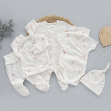 Набір 5в1: Чоловічок, льоля, повзунки, боді короткий рукав та шапочка Сердечка Рожевий Je t'aime (Рубчик) 56 (0-3міс)