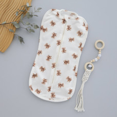 Коконпелюшка на змійці Ведмедик плюшевий Бежевий (Футер - з начосом) 56 (0-1міс)