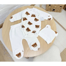Набір 3в1: Боді, повзунки та шапочка Ведмедики Коричневий (Інтерлок) 56 (0-3міс)