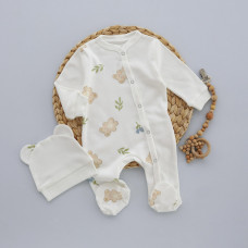 Чоловічок та шапочка Ведмедик Гілочка Молочний (Інтерлок) 62 (1-3міс)