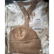 Комплект 4в1 Ведмедик на хмаринці Бежевий (Інтерлок/ Рубчик) 62 (3-6міс)