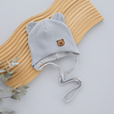 Шапочка Ведмедик з вушками Світлий Сірий (Попелястий) (весна) 36-38 (0-1міс)