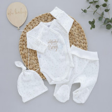Набір 3в1: Боді, повзунки та шапочка Горошок Welcome baby (Рубчик) 62 (3-6міс)