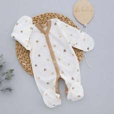 Чоловічок Сердечки Бежевий (Рубчик) 56 (0-3міс)