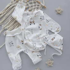 Набір 3в1: Боді, повзунки та шапочка на зав’язках Ведмедики Мордочки (Інтерлок) 62 (1-3міс)