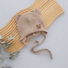 Шапочка Ведмедик з вушками Бежевий (весна) 36-38 (0-1міс)