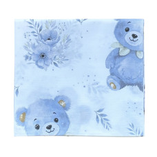 Бавовняна пелюшка Ведмедик Квіти Блакитний 90/80