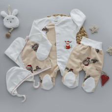 Набір 4в1: Чоловічок, льоля, повзунки та шапочка Новорічний Ялинка (Футер - з начосом) 56 (0-3міс)