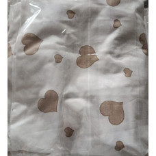 Простинка в ліжко на гумці Сердечка бежеві на білому 120/60