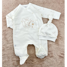 Чоловічок та шапочка Зайчик Зірки (Футер - з начосом) 56 (0-3міс)