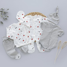 Комплект 5в1 Сердечка Червоний-Сірий (Рубчик) 56 (0-3міс)