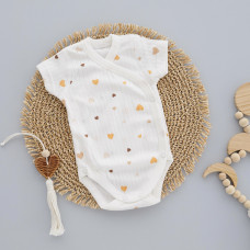 Боді короткий рукав Сердечка Помаранчевий (Рубчик) 62 (3-6міс)