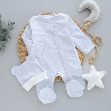 Чоловічок з шапочкою Сірий (Футер - з начосом) 56 (0-1міс)