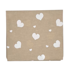 Простинка на гумці в ліжко Сердечка Білі на бежевому 120/60