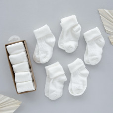 Шкарпетки 5 пар: Білий 56 (з підворотом) (0-3міс)