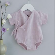 Боді мусліновий короткий рукав Світло-Рожевий 56 (0-3міс)