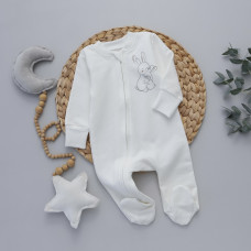 Чоловічок на блискавці Зайчик Молочний (Футер - з начосом) 56 (0-3міс)