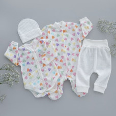 Комплект 4в1 Сердечка Молочний (Інтерлок - торба) 62 (3-6міс)