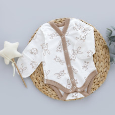 Боді довгий рукав Зайчики Бежевий (Футер - з начосом) 56 (0-3міс)