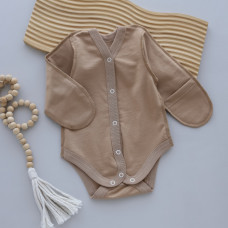 Боді довгий рукав Кавовий (Футер - з начосом) 56 (0-3міс)