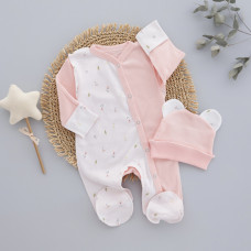 Чоловічок та шапочка Квіти Рожевий (Інтерлок) 62 (1-3міс)