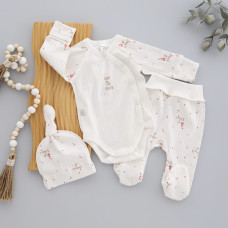 Набір 3в1: Боді, повзунки та шапочка Сердечка Happy time forever (Рубчик) 56 (0-3міс)