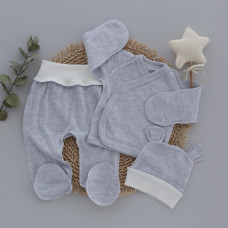 Набір 3в1: Льоля, повзунки та шапочка з вушками Сірий (Інтерлок) 62 (3-6міс)