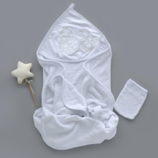 Дитячий рушник з кутиком махровий Ангели Срібний 85/75