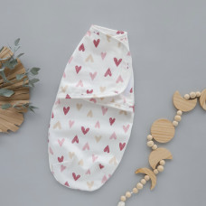 Коконпелюшка на липучці Сердечка Рожевий (Футер - з начосом) 56 (0-1міс)