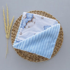 Плед плюш Ведмедик на хмаринці Блакитний/ Блакитний плюш 100/80