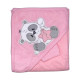 Дитячий рушник з кутиком махровий Ведмедик Зірка Рожевий 90/85