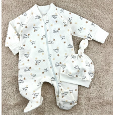 Чоловічок на блискавці та шапочка Кохаю Mummy (Футер - з начосом) 56 (0-3міс)