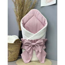 Конверт 80/80 з бантом-гумкою та кокосовою вкладкою Молочний - Рожевий / Весна